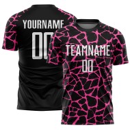 Benutzerdefinierte schwarz weiß-rosa abstrakte Netzwerk Splash Sublimation Fußball Uniform Jersey