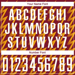 Benutzerdefiniertes purpurrotes weiß-goldenes Sublimations-Fußballtrikot in Zickzack-Form Benutzerdefiniertes purpurrotes weiß-goldenes Sublimations-Fußballtrikot in Zickzack-Form