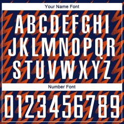 Benutzerdefiniertes Marineblaues, Weiß-Orangefarbenes Sublimations-Fußballtrikot Benutzerdefiniertes Marineblaues, Weiß-Orangefarbenes Sublimations-Fußballtrikot