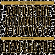 Benutzerdefinierte schwarz weiß-altgold abstrakte Netzwerk Splash Sublimation Fußball Uniform Jersey