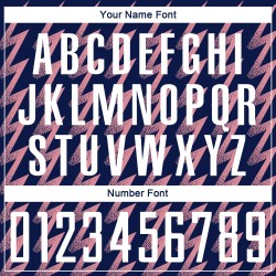 Benutzerdefiniertes Marineblaues, Weiß-Mittelrosa Sublimations-Fußballtrikot in Zickzack-Form Benutzerdefiniertes Marineblaues, Weiß-Mittelrosa Sublimations-Fußballtrikot in Zickzack-Form