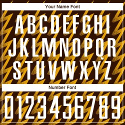 Benutzerdefiniertes braun-weiß-goldenes Sublimations-Fußballtrikot in Zickzack-Form Benutzerdefiniertes braun-weiß-goldenes Sublimations-Fußballtrikot in Zickzack-Form