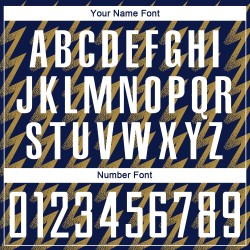 Benutzerdefiniertes Marine-Weiß-Altgold-Sublimations-Fußballtrikot mit Zickzack-Form Benutzerdefiniertes Marine-Weiß-Altgold-Sublimations-Fußballtrikot mit Zickzack-Form